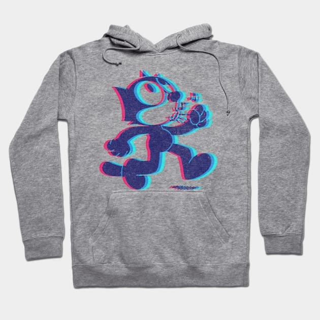 Felix The Cat - Retro Faded Glitch Aesthetic Design Hoodie by CultOfRomance